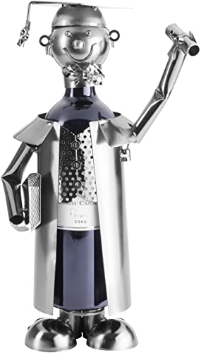 BRUBAKER Weinflaschenhalter Abschluss Prüfung Deko-Objekt Metall Flaschenständer mit Grußkarte für Weingeschenk von BRUBAKER