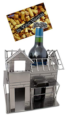 BRUBAKER Weinflaschenhalter Richtfest Deko-Objekt Metall Flaschenständer mit Grußkarte von BRUBAKER