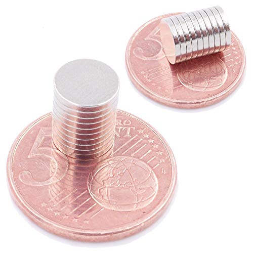 Brudazon | 10 Mini Scheiben-Magnete 8x1mm | N52 stärkste Stufe - Neodym-Magnete ultrastark | Power-Magnet für Modellbau, Foto, Whiteboard, Pinnwand, Kühlschrank, Basteln | Magnetscheibe extra stark von Brudazon