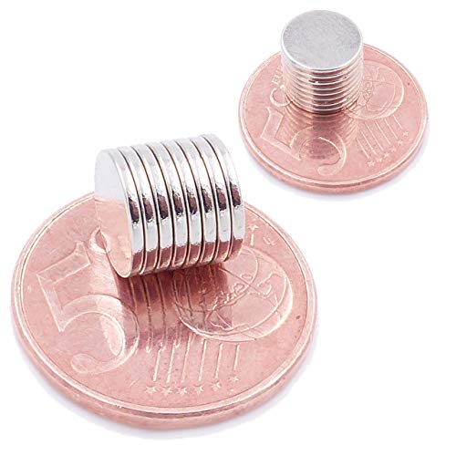 Brudazon | 50 Mini Scheiben-Magnete 9x1mm | N52 stärkste Stufe - Neodym-Magnete ultrastark | Power-Magnet für Modellbau, Foto, Whiteboard, Pinnwand, Kühlschrank, Basteln | Magnetscheibe extra stark von Brudazon