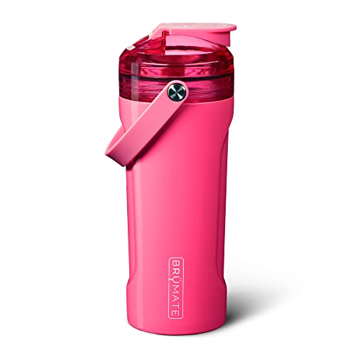 BrüMate MultiShaker Mixer-Shaker-Flasche | 100 % auslaufsichere isolierte Edelstahl-Shaker-Flasche | Protein-Shaker-Flasche und Pre-Workout-Flasche für das Fitnessstudio | 740 ml (Neonpink) von BrüMate