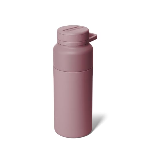 BrüMate Rotera Edelstahl-Wasserflasche mit berührungsfreiem Strohhalm und Tragegriff, 100 % auslaufsichere, isolierte Wasserflasche, Becherhalterfreundlicher Boden, Rosa Taupe von BrüMate