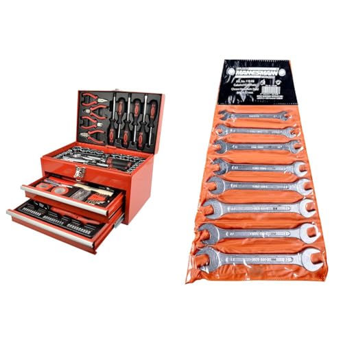 Brüder Mannesmann M29066 Bestückte Werkzeugbox, 155-tlg & Brueder Mannesmann Werkzeuge M 110-08 Gabelschlüsselsatz 8-teilig Brüder Mannesmann M29066 Bestückte Werkzeugbox, 155-tlg & Brueder Mannesmann Werkzeuge M 110-08 Gabelschlüsselsatz 8-teilig von Brüder Mannesmann