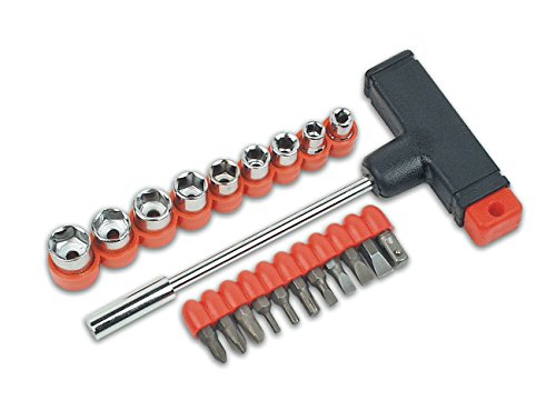 Brüder Mannesmann Werkzeug Mannesmann T-Griff mit Bits + 1/4" Steckschl-einsätzen, 22-tlg, M 148-KOMBI, PH1/PZ1 von Brüder Mannesmann