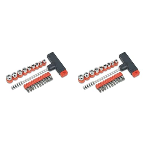 Brüder Mannesmann Werkzeug Mannesmann T-Griff mit Bits + 1/4" Steckschl-einsätzen, 22-tlg, M 148-KOMBI, PH1/PZ1 (Packung mit 2) von Brüder Mannesmann