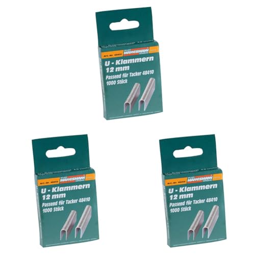 Mannesmann Ersatzklammern 12 mm U-Form, für Tacker 48410, M48412 (Packung mit 3) von Brüder Mannesmann