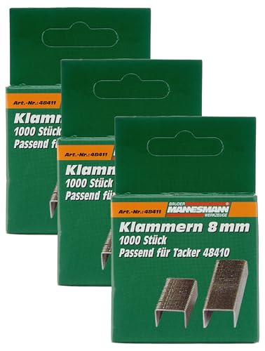 Brüder Mannesmann Staple 8 mm, Silber, für Tacker (Packung mit 3) von Brüder Mannesmann