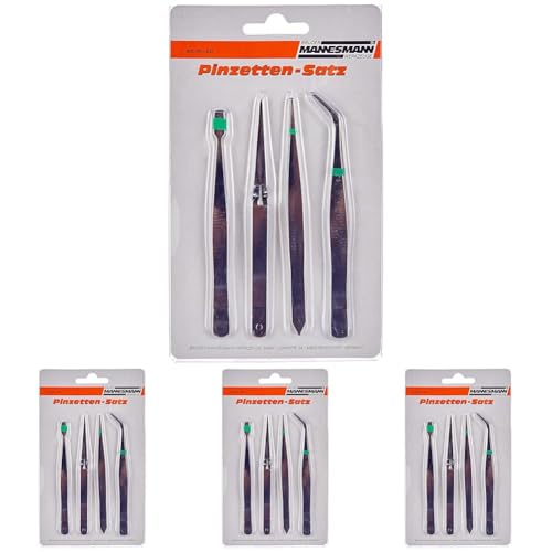 Mannesmann Pinzettenset 4-tlg., M 615, 3 Stück (Packung mit 4) von Brüder Mannesmann