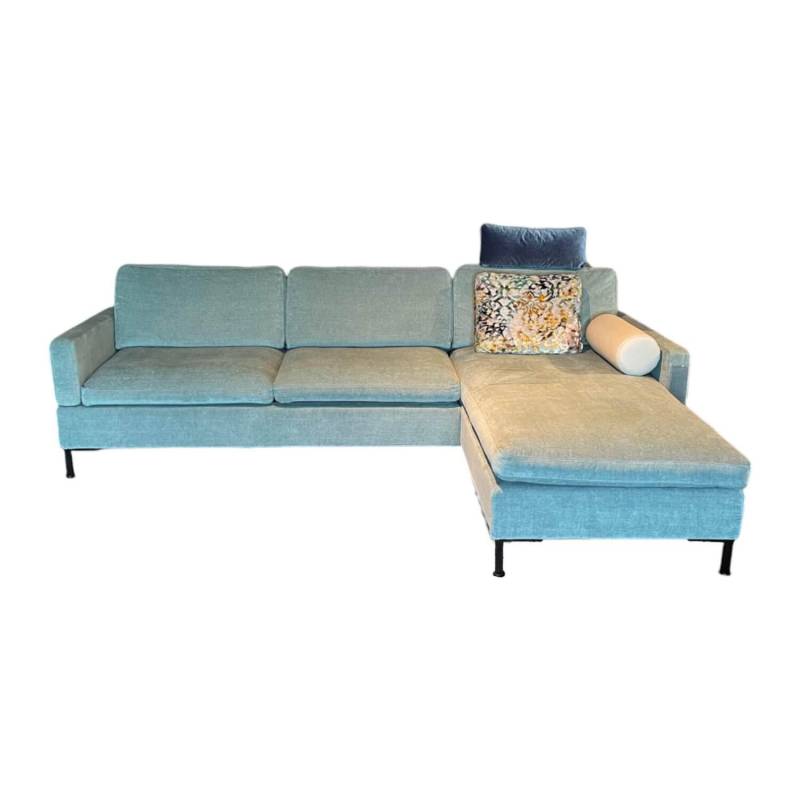 Ecksofa Alba System M Stoff 2813 32 Grün Blau Winkelfuß Schwarz Mit Kopfstützbüg... von Brühl