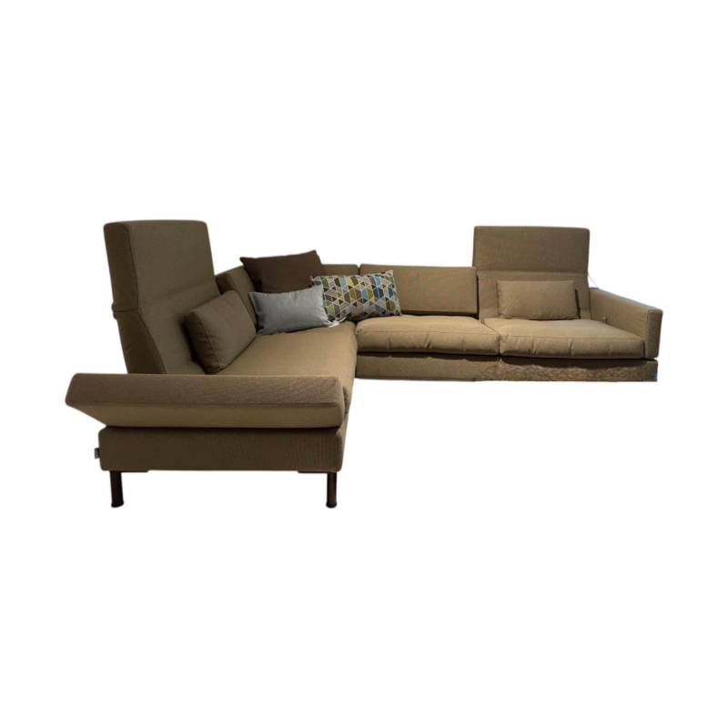 Ecksofa Tomo Soft Stoff 3677 20 Braun Gestell Buche Gebeizt Nussbaum Dunkel Und ... von Brühl