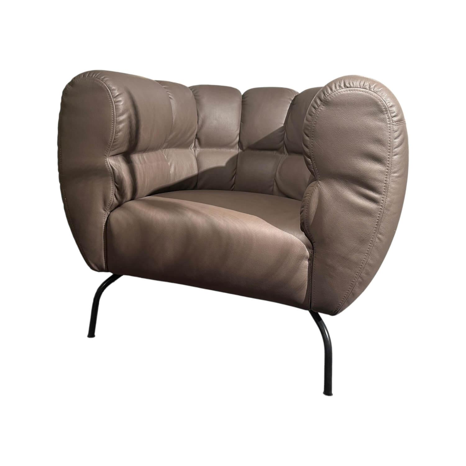 Sessel Magnolia Anilinleder 5707 85 Pearl Braun Fuße Metall Schwarz Pulverbeschi... von Brühl