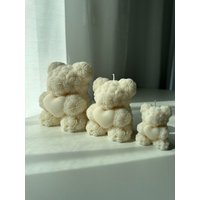 Rosenbär Kerze | Teddybär Rosenkerze 3 Verschiedene Größen Rapswachs von BrueleAtelier