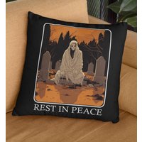 Gothic Kissenbezüge, Rest in Peace Kissenbezug, Schwarze Bettwäsche, Halloween Kissendekoration, Friedhof von BruhCatShirts