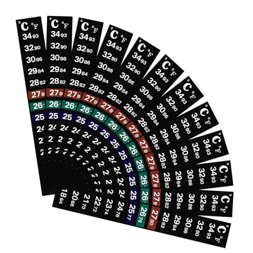 12 Stück Aquarium Temperatur Messgerät Aufkleber 64-93°F (18-34°C) Temperaturstreifen Selbstklebend Aquarium Thermometerstreifen Tank Fisch Thermometer Digital Temperaturstreifen von Bruislard
