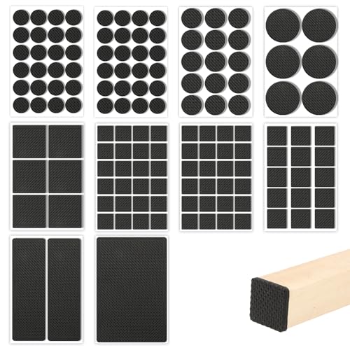 141 Stück Filzgleiter Selbstklebend Schwarz 5 mm Dicke Anti Rutsch Pads Runde und Rechteckige Antirutsch Pads Filzgleiter für Stühle Sofas Schrank (8 Größen) von Bruislard