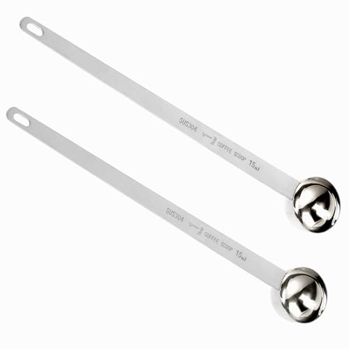 2 Stücke Edelstahl Kaffeelöffel Portionierer 23,5 cm Kaffeelöffel 1 Esslöffel Kaffee Schaufel 15ml Kaffee Messlöffel mit langem Griff für gemahlenen Coffee loser Tee Milch Brewin und Pulver von Bruislard