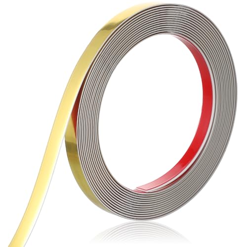 5 m x 1 cm Selbstklebend Deckenleisten Golden Wasserdichte Selbstklebende Zierleisten Wand Goldene Zierleiste Gold Leisten zum Abziehen und Aufkleben für Wand Möbel Heimdekoration und Gap Füller von Bruislard