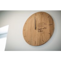 Uhr Holz Wand Graviert Personalisiert Eiche Unikat Familienhochzeit Geschenk von BrukleneWoodworks