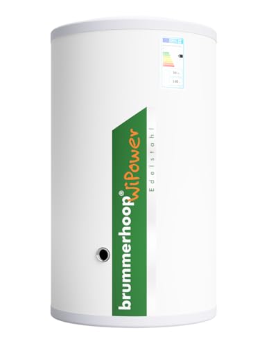 WiPower 150 pv Edelstahl-Warmwasserspeicher, mit Anschlussmöglichkeit für einen elektrischen Einschraubheizkörper, geeignet für Wärmepumpen, Öl- und Gasheizkessel, Pelletkessel und Fernwärme von Brummerhoop