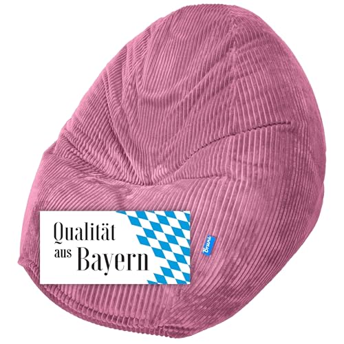 Bruni Classico Cord L in Rosa - XXL-Sitzsack für drinnen mit Füllung, Indoor-Sitzsack aus Deutschland von Bruni