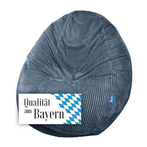 Bruni Classico Cord M in Dunkelblau – großer Indoor-Sitzsack mit Innenhülle und Füllung, in Deutschland gefertigt von Bruni