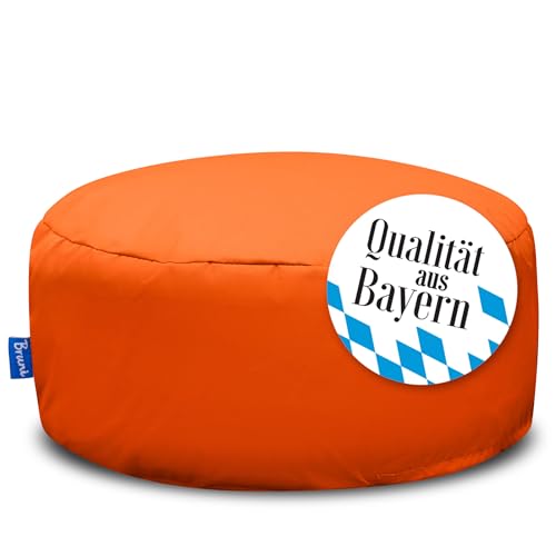 Bruni Pouf Sitzhocker M in Orange – runder Sitzpouf, Indoor und Outdoor als Fußhocker, Yoga-Sitzkissen, Meditationskissen geeignet, in Deutschland gefertigt von Bruni