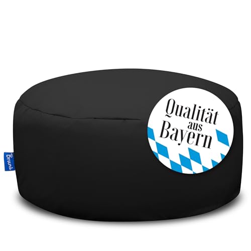 Bruni Pouf Sitzhocker M in Schwarz – runder Sitzpouf, Indoor und Outdoor als Fußhocker, Yoga-Sitzkissen, Meditationskissen geeignet, in Deutschland gefertigt von Bruni