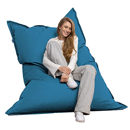 Bruni Riesen-Sitzsack Caree in Lichtblau – rechteckiger XXL-Sitzsack mit 140x180 cm und 400 l Füllung, Bean-Bag mit Innenhülle, Liegesack, Abnehmbarer Bezug, Indoor und Outdoor, aus Deutschland von Bruni