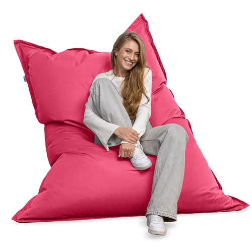 Bruni Riesen-Sitzsack Caree in Pink – rechteckiger XXL-Sitzsack mit 140x180 cm, Bean-Bag mit Innenhülle, Abnehmbarer Bezug, Indoor und Outdoor einsetzbar, aus Deutschland von Bruni