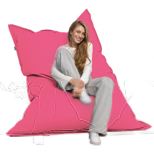 Bruni Riesen-Sitzsack Caree in Pink – rechteckiger XXL-Sitzsack mit 140x180 cm, Bean-Bag mit Innenhülle, Abnehmbarer Bezug, Indoor und Outdoor einsetzbar, aus Deutschland von Bruni