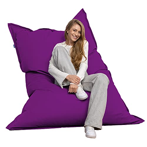 Bruni Riesen-Sitzsack Caree in Violett – rechteckiger XXL-Sitzsack mit 140x180 cm und 400 l Füllung, Bean-Bag mit Innenhülle, Liegesack, Abnehmbarer Bezug, Indoor und Outdoor, aus Deutschland von Bruni