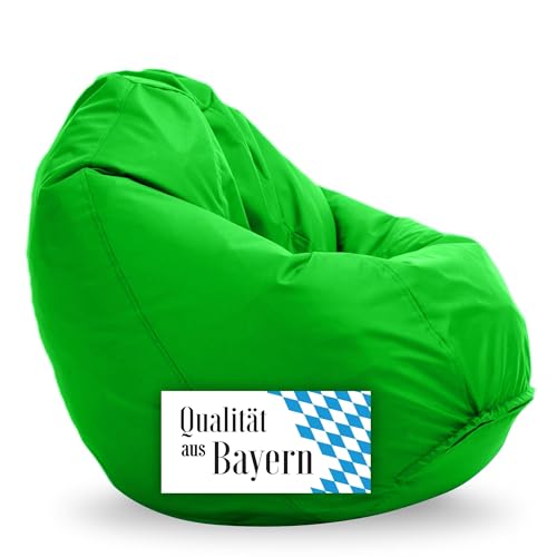 Bruni Sitzsack Classico M in Grün – Sitzsack mit Innensack zum Zocken & Lesen, Abnehmbarer Bezug, lebensmittelechte EPS-Perlen als Bean-Bag-Füllung, aus Deutschland von Bruni