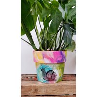 Blumentopf Groß Bunt Und Handbemalt Schnecke von BruniPots