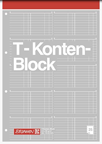 Brunnen 10er Pack 1042025 T-Konten-Block (A4, 25 Blatt, 10 T-Konten je Seite, gelocht, 80g/m²) (10) von Brunnen