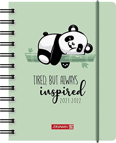 BRUNNEN 1071755032 Schülerkalender 2021/2022 „Panda“ 1 Seite = 1 Tag, Sa. + So. auf einer Seite, Blattgröße 12 x 16 cm, A6, PP-Einband von Brunnen