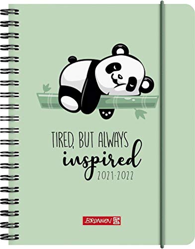BRUNNEN 1071855032 Schülerkalender 2021/2022 (18 Monate) „Panda“ 2 Seiten = 1 Woche, Blattgröße 12 x 16 cm, A6, PP-Einband von Brunnen