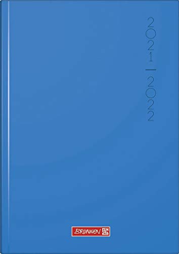 BRUNNEN 1072020112 Schülerkalender 2021/2022 „Plain Blue“ 1 Seite = 1 Tag, Sa. + So. auf einer Seite, Blattgröße 14,8 x 21 cm, A5, Hardcover-Einband von Brunnen