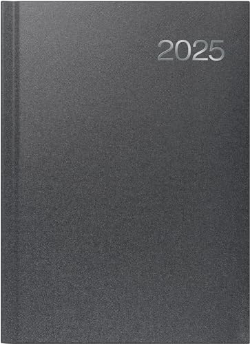 BRUNNEN Buchkalender Modell 763 (2025), 2 Seiten = 1 Woche, A4, 144 Seiten, Bucheinbandstoff Metallico, vulkanschwarz von Brunnen