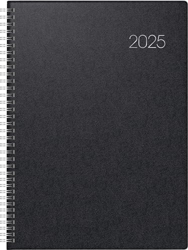 BRUNNEN Buchkalender Modell 787 (2025), 1 Seite = 1 Tag, A4, 416 Seiten, Balacron-Einband, schwarz von Brunnen