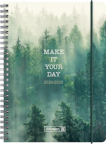 BRUNNEN Schülerkalender (2024/2025) „Misty Forest“, 2 Seiten = 1 Woche, A5, 208 Seiten, grün von Brunnen