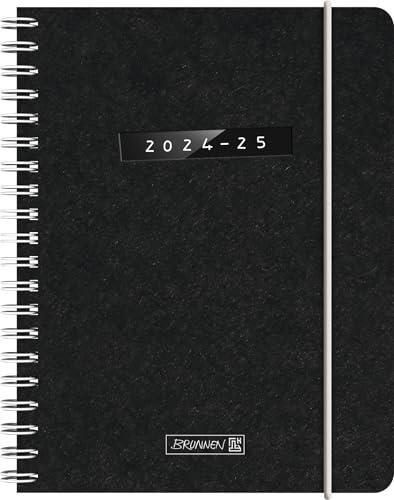BRUNNEN Schülerkalender (2024/2025) „Monochrome“, 2 Seiten = 1 Woche, A6, 208 Seiten, schwarz von Brunnen