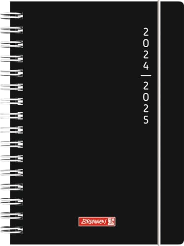 BRUNNEN Schülerkalender (2024/2025) „Plain Black“, 1 Seite = 1 Tag, A5, 352 Seiten, schwarz von BRUNNEN