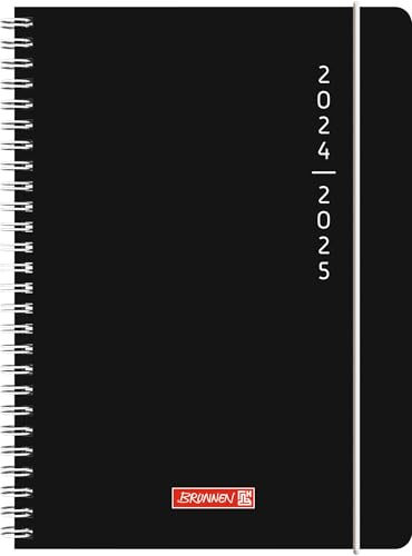 BRUNNEN Schülerkalender (2024/2025) „Plain Black“, 2 Seiten = 1 Woche, A5, 208 Seiten, schwarz von Brunnen