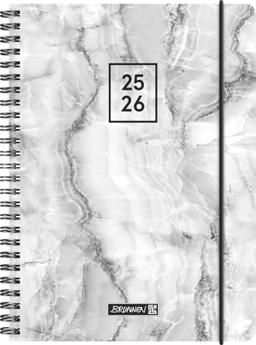 BRUNNEN Schülerkalender 2025/2026 „Grey Marble“ | A5, Kunststoff von BRUNNEN