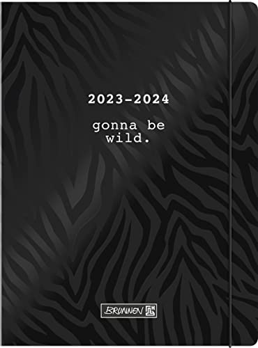 BRUNNEN Schülerkalender „Wild“ 2023/2024 1 Seite = 1 Tag A6 schwarz von Brunnen