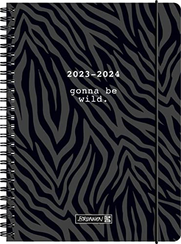 BRUNNEN Schülerkalender „Wild“ 2023/2024 2 Seiten = 1 Woche A5 schwarz von Brunnen