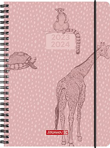 BRUNNEN Schülerkalender „Wild Animals“ 2023/2024 2 Seiten = 1 Woche A5 natur von Brunnen