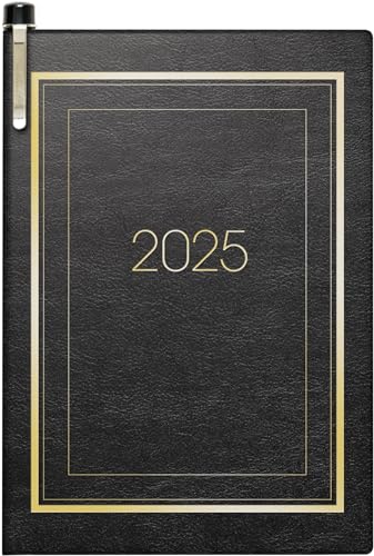 BRUNNEN Taschenkalender Modell 713 (2025), 2 Seiten = 1 Woche, A7, 160 Seiten, SOFT-Einband mit Ziergoldrand, schwarz von Brunnen
