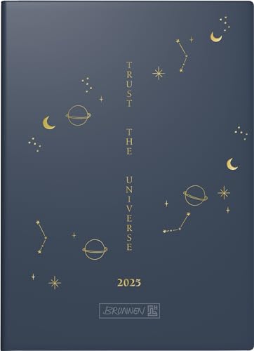 BRUNNEN Taschenkalender Modell 731 (2025) „Universe“, 2 Seiten = 1 Woche, A6, 144 Seiten, Grafik-Einband, dunkelblau von Brunnen