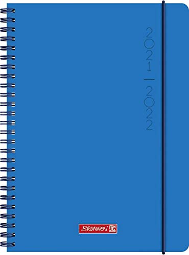 Brunnen 1072055112 Schülerkalender 2021/2022 „Plain Blue“ 1 Seite = 1 Tag, Sa. + So. auf einer Seite, Blattgröße 14,8 x 21 cm, A5, PP-Einband von Brunnen
